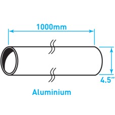 Exhaust Steel Tube Straight , Aluminium - 4.5" x 1m
